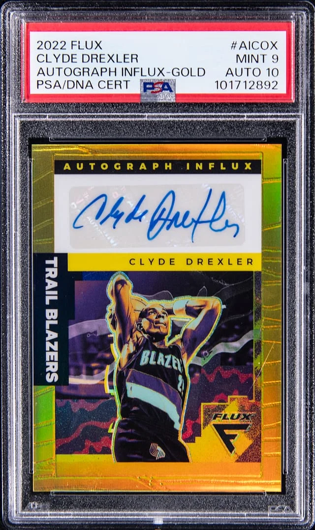 2022-23 Panini Flux Clyde Drexler Autograph Influx-Gold #AICOX card image