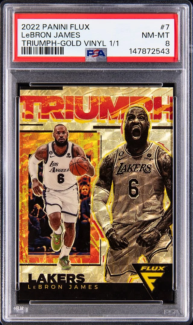 2022-23 Panini Flux LeBron James Triumph Gold Vinyl #7 card image