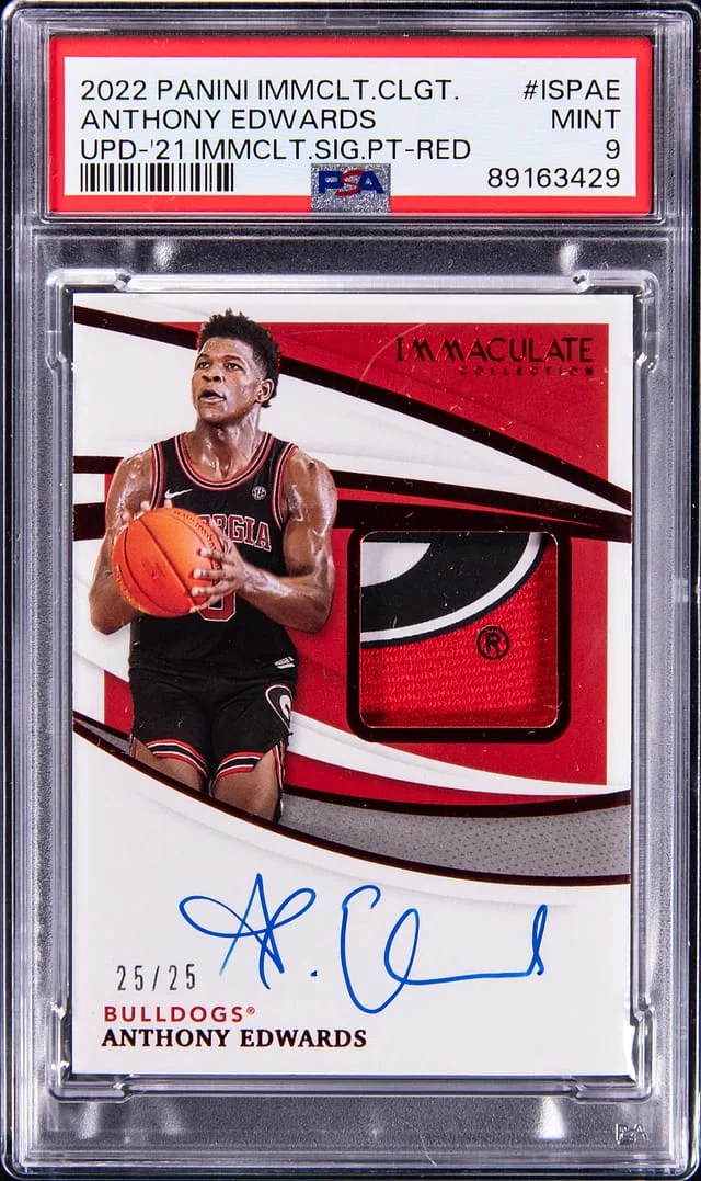 2022-23 Panini Immaculate Collection Anthony Edwards Collegiate Update '21 Immaculate Signature Patch Red #ISP-AE card image