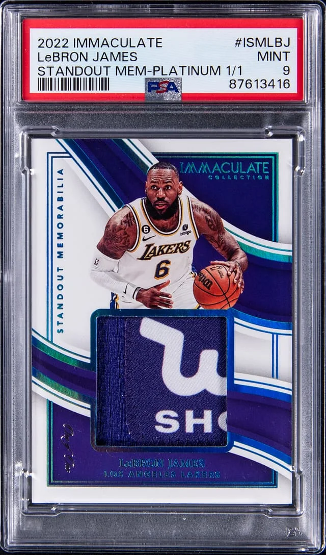 2022-23 Panini Immaculate Collection LeBron James Standout Memorabilia Platinum 1/1 #ISMLBJ card image