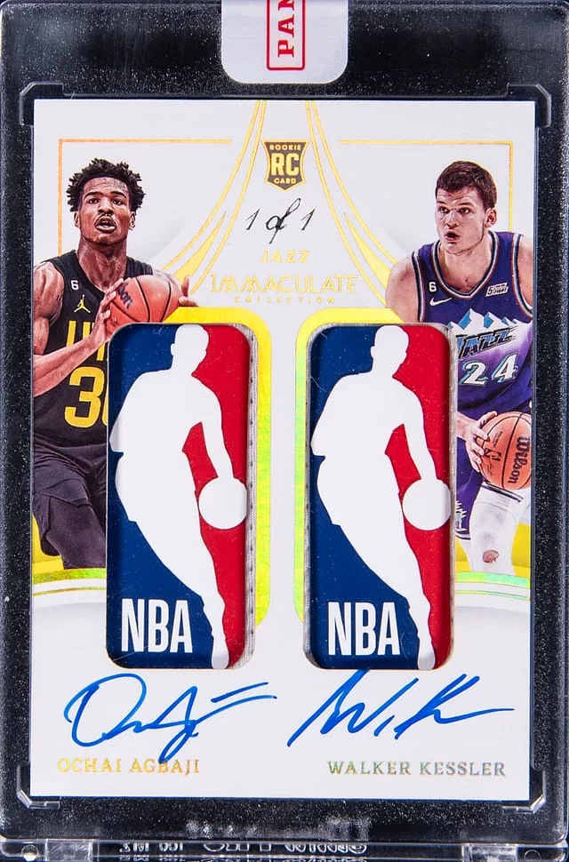 2022-23 Panini Immaculate Collection Ochai Agbaji/Walker Kessler Dual Logoman Autographs #DRL-OWK card image