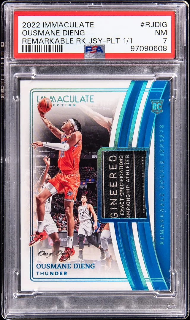 2022-23 Panini Immaculate Collection Ousmane Dieng Remarkable Jersey Platinum #RJ-DIG card image