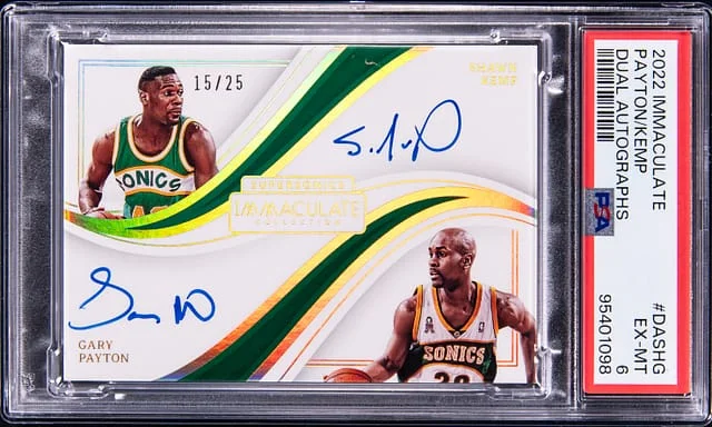 2022-23 Panini Immaculate Collection Shawn Kemp/Gary Payton Dual Autographs #DA-SHG card image