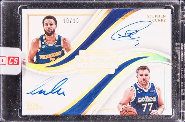 2022-23 Panini Immaculate Collection Stephen Curry/Luka Doncic Dual Autographs #DA-STL card image