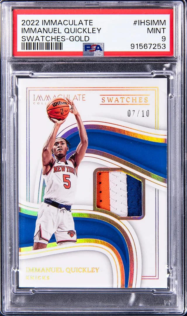 2022-23 Panini Immaculate Immanuel Quickley Gold Swatches #IHSIMM card image