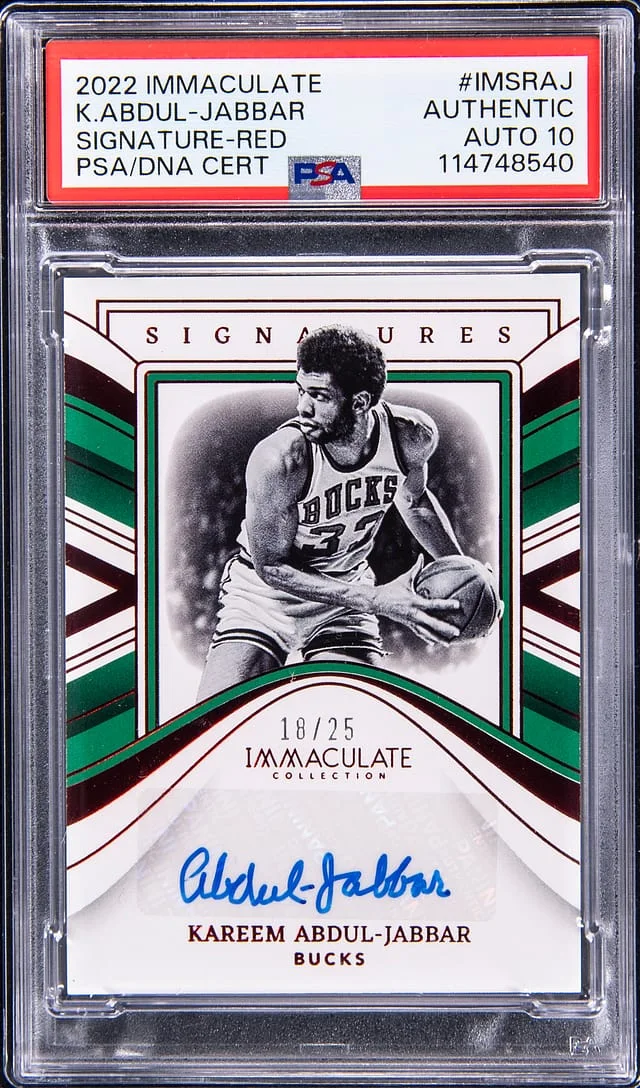 2022-23 Panini Immaculate Kareem Abdul-Jabbar Signature Red #IMS-RAJ card image