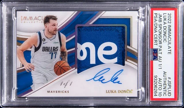 2022-23 Panini Immaculate Luka Doncic Jumbo Sponsor Patch Autograph #JSP-LUD card image