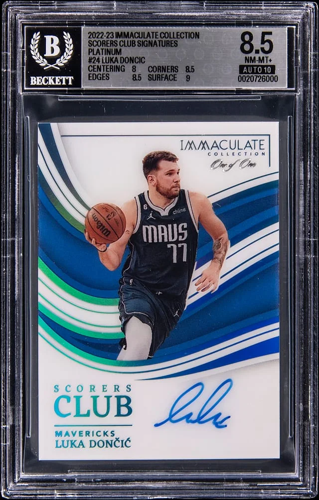 2022-23 Panini Immaculate Luka Doncic Scorers Club Signatures Platinum #SCS-LUD card image