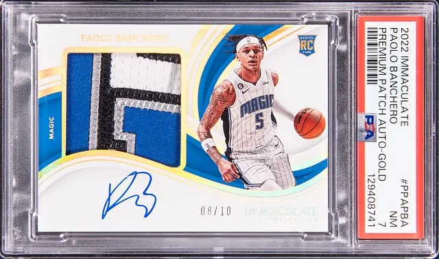 2022-23 Panini Immaculate Paolo Banchero Premium Patch Autograph Gold #PPA-PBA card image