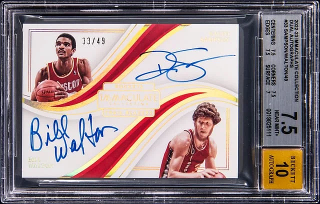 2022-23 Panini Immaculate Ralph Sampson / Bill Walton Dual Autographs #DA-RAB card image