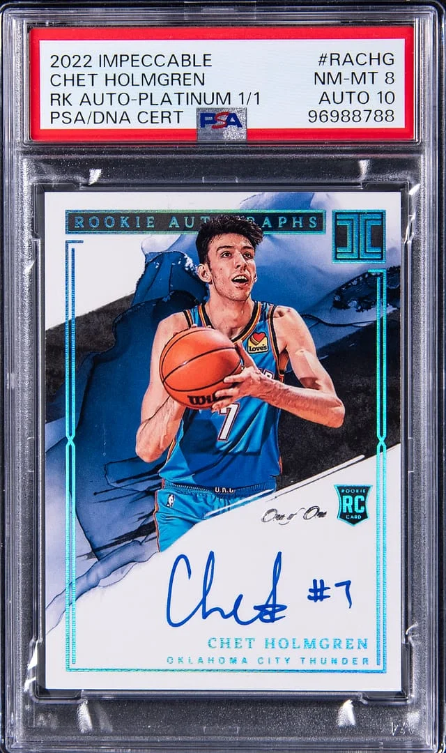 2022-23 Panini Impeccable Chet Holmgren Autograph Platinum #RA-CHG card image