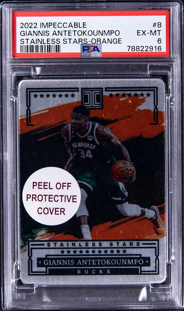 2022-23 Panini Impeccable Giannis Antetokounmpo Stainless Stars Orange #8 card image