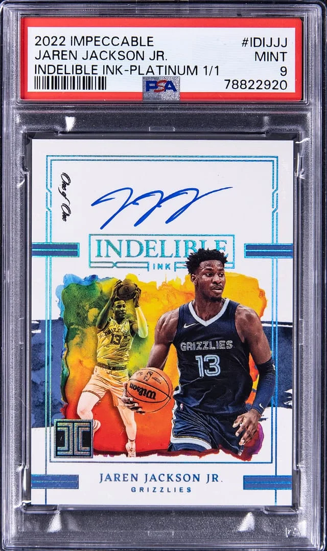 2022-23 Panini Impeccable Jaren Jackson Jr. Indelible Ink Platinum #IDI-JJJ card image