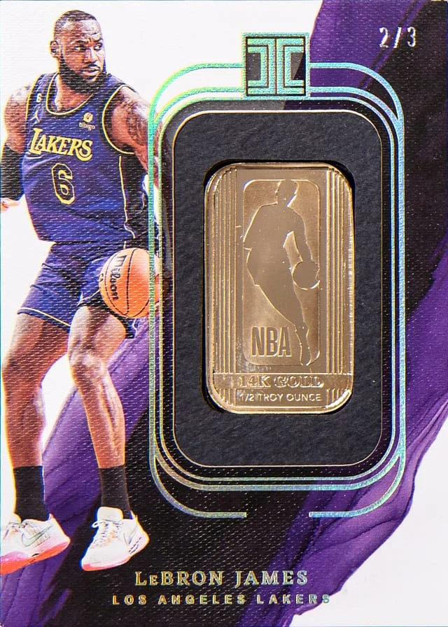 2022-23 Panini Impeccable LeBron James 14k Gold NBA Logo #5 card image