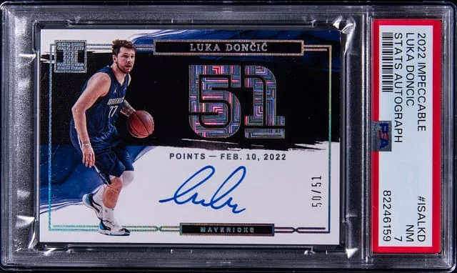 2022-23 Panini Impeccable Luka Doncic Stats Autograph #ISA-LKD card image