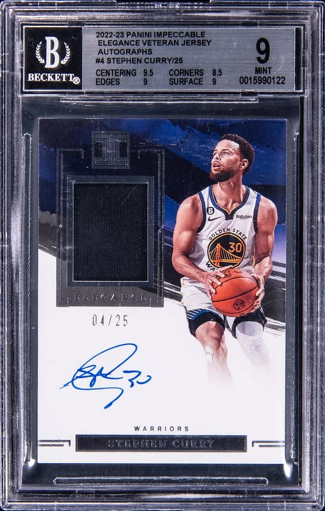 2022-23 Panini Impeccable Stephen Curry Elegance Veteran Jersey Autographs #4 card image