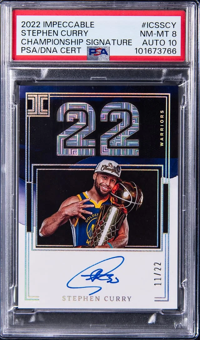 2022-23 Panini Impeccable Stephen Curry Championship Signatures #ICS-SCY card image