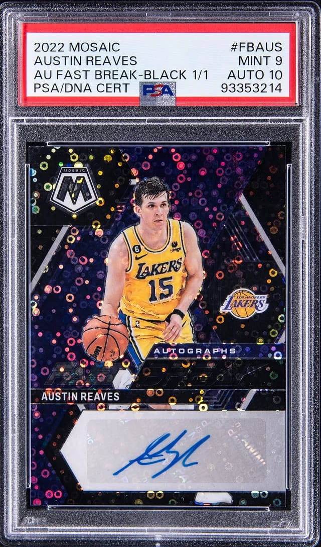 2022-23 Panini Mosaic Austin Reaves Autograph Fast Break-Black 1/1 #FBAUS card image
