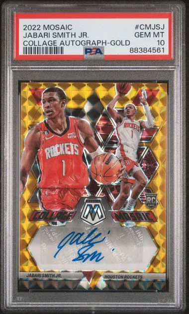 2022-23 Panini Mosaic Jabari Smith Jr. Collage Autographs Mosaic Gold #CMJSJ card image