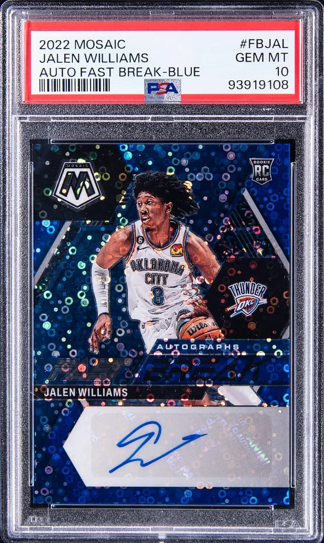 2022-23 Panini Mosaic Jalen Williams Autograph Fast Break-Blue #FBJAL card image
