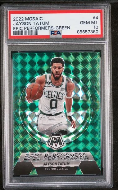 2022-23 Panini Mosaic Jayson Tatum Epic Performers Green #4 card image