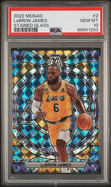 2022-23 Panini Mosaic LeBron James Stained Glass #2 card image