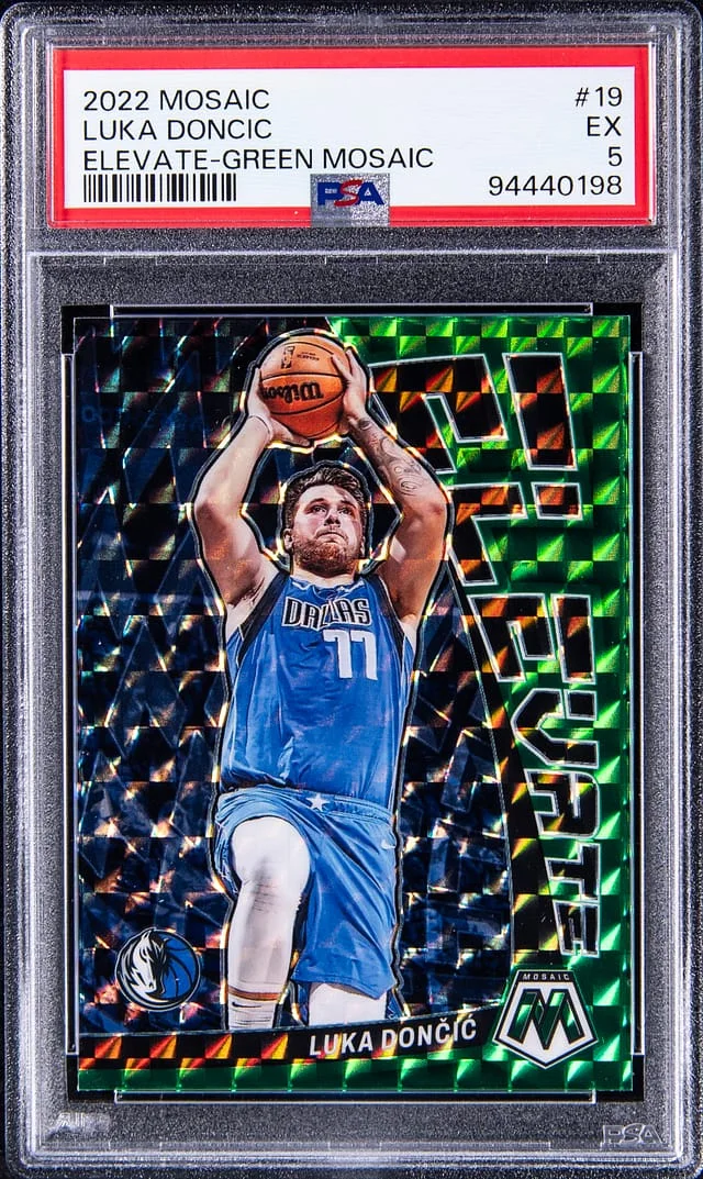 2022-23 Panini Mosaic Luka Doncic Elevate Green Mosaic #19 card image