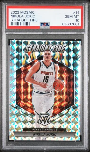 2022-23 Panini Mosaic Nikola Jokic Straight Fire #14 card image