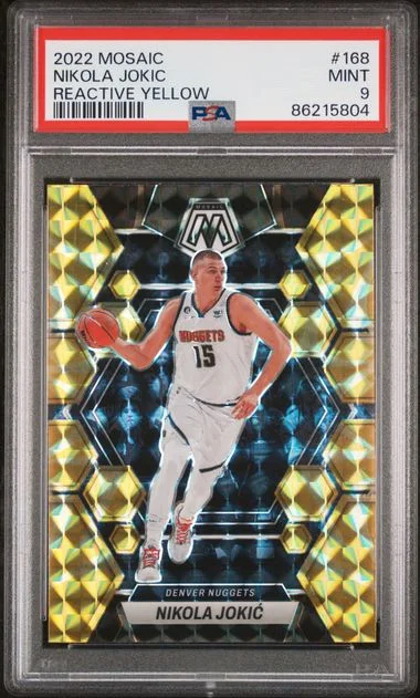 2022-23 Panini Mosaic Nikola Jokic Reactive Yellow #168 card image