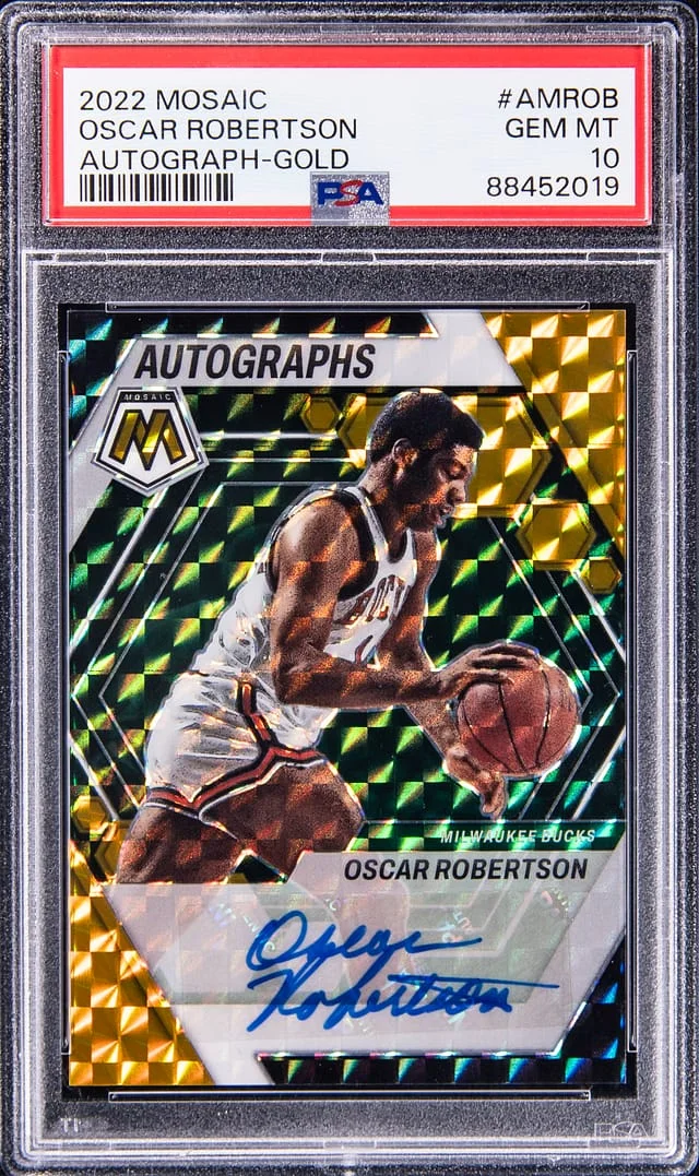 2022-23 Panini Mosaic Oscar Robertson Autograph Gold #AM-ROB card image