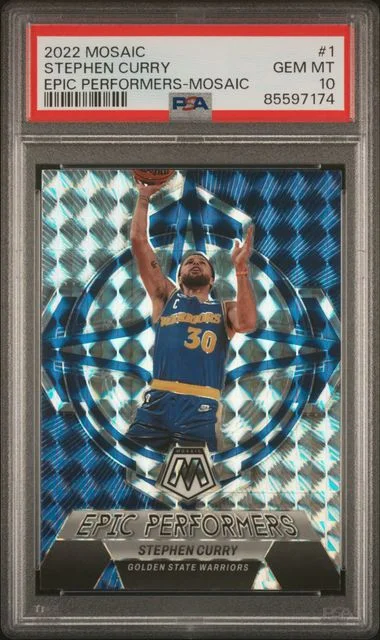 2022-23 Panini Mosaic Stephen Curry Epic Performers Green #1 card image