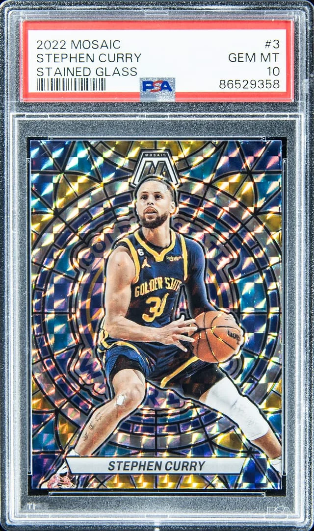 2022-23 Panini Mosaic Stephen Curry Stained Glass #3 card image