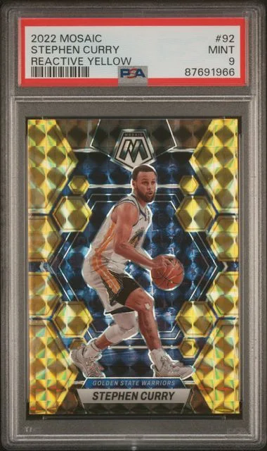 2022-23 Panini Mosaic Stephen Curry Reactive Yellow #92 card image