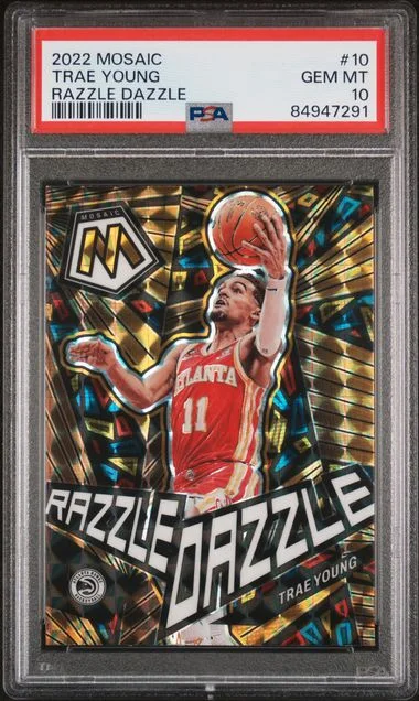 2022-23 Panini Mosaic Trae Young Razzle Dazzle #10 card image