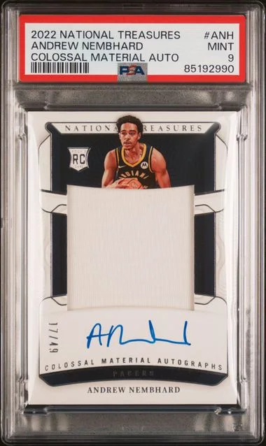2022-23 Panini National Treasures Andrew Nembhard Colossal Material Autographs #CMA-ANH card image