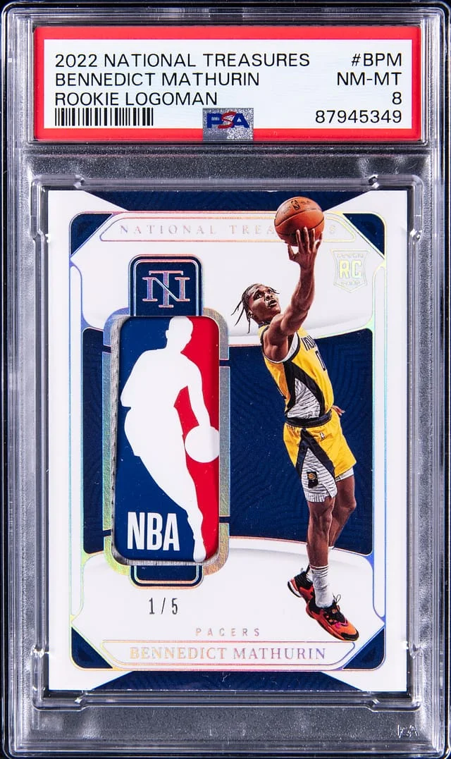 2022-23 Panini National Treasures Benedict Mathurin Logoman #RL-BPM card image