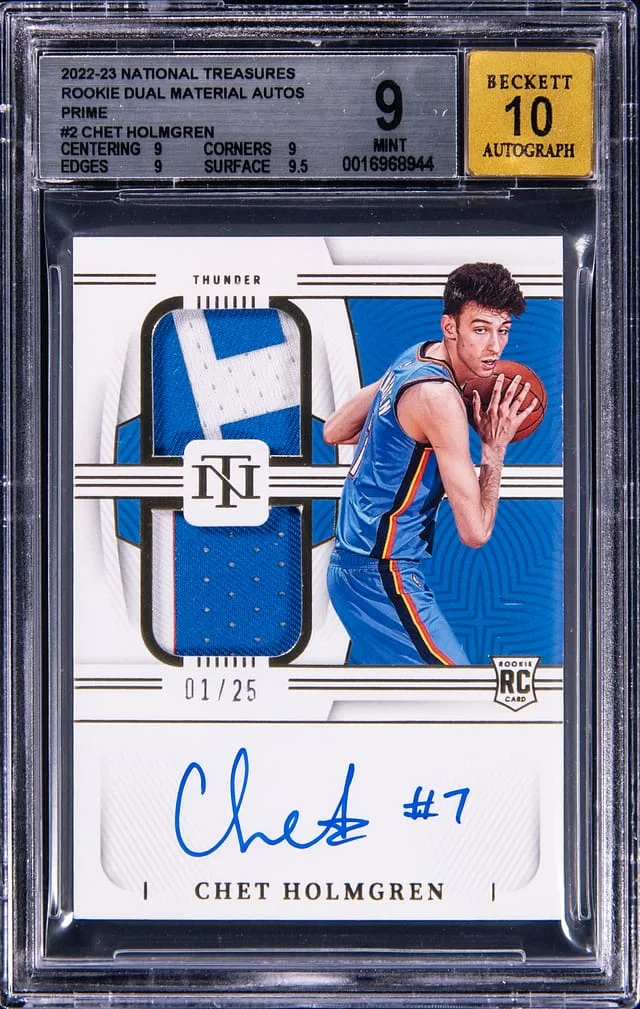 2022-23 Panini National Treasures Chet Holmgren Dual Material Autographs Prime #2 card image