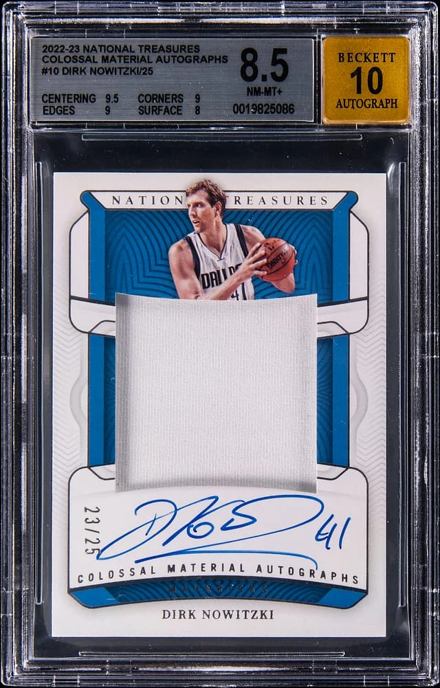 2022-23 Panini National Treasures Dirk Nowitzki Colossal Materials Autograph #CMA-DNK card image