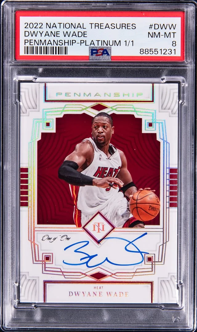 2022-23 Panini National Treasures Dwyane Wade Penmanship Platinum 1/1 #DWW card image