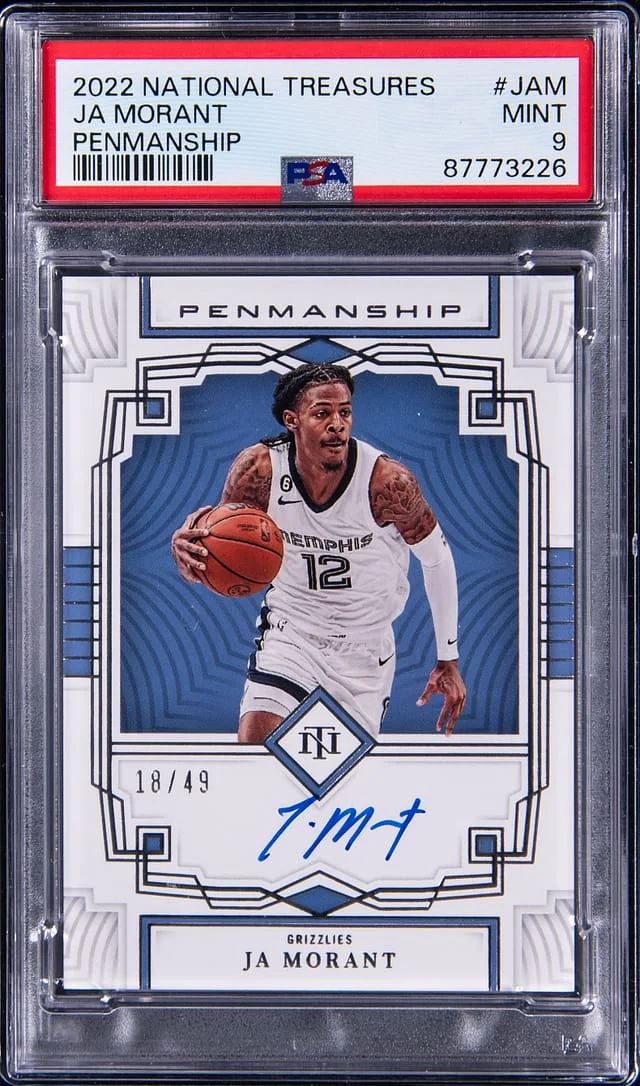 2022-23 Panini National Treasures Ja Morant Penmanship Signatures #PS-JM card image