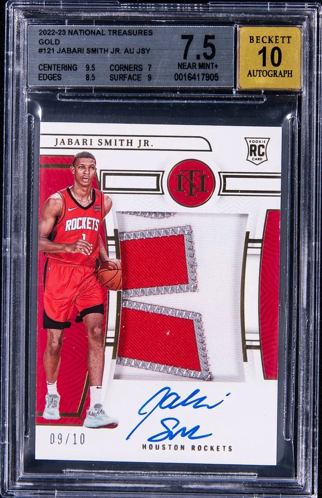 2022-23 Panini National Treasures Jabari Smith Jr. Patch Autograph (RPA) Gold #121 card image