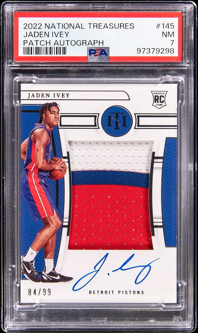 2022-23 Panini National Treasures Jaden Ivey Patch Autograph #145 card image
