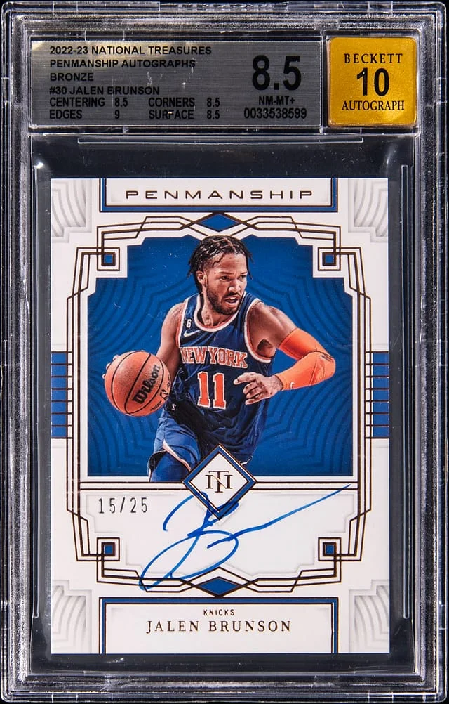 2022-23 Panini National Treasures Jalen Brunson Penmanship Autographs Bronze #PS-JBR card image
