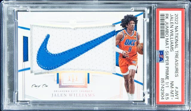 2022-23 Panini National Treasures Jalen Williams Jumbo Materials Super Prime #RJM-JWT card image