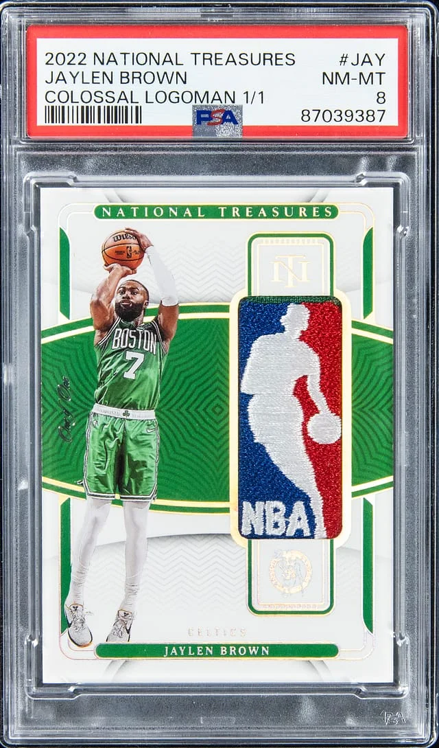 2022-23 Panini National Treasures Jaylen Brown Colossal Logoman #CL-JAY card image