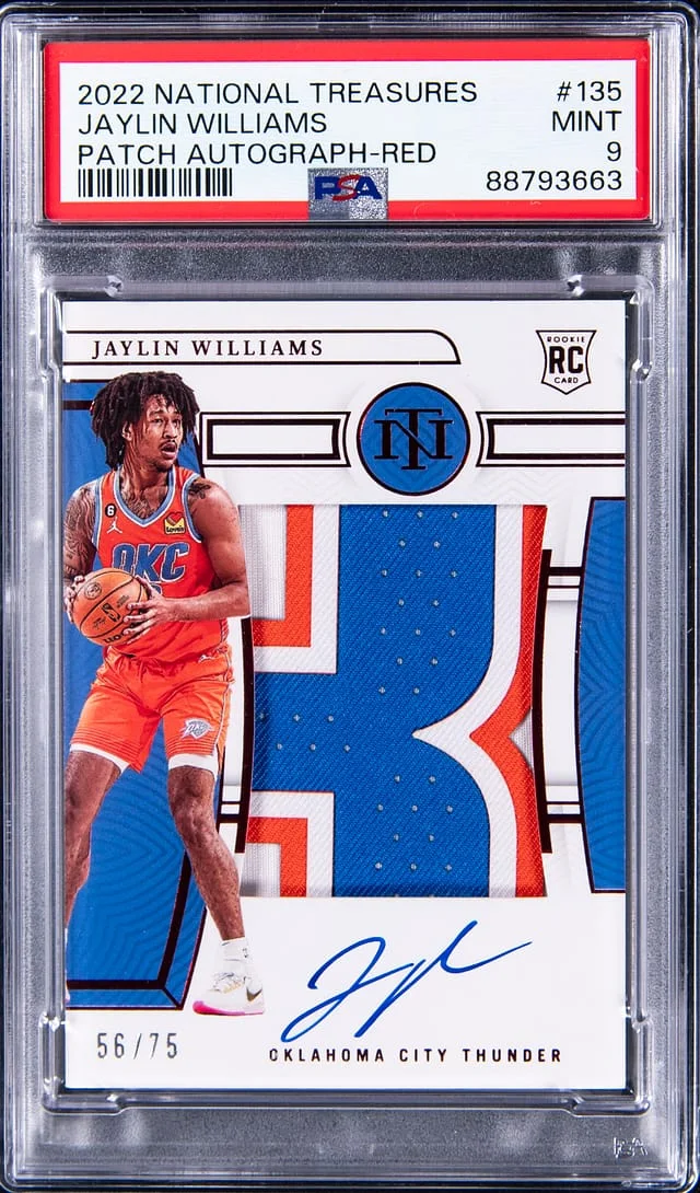 2022-23 Panini National Treasures Jaylin Williams Patch Autograph (RPA) Red #135 card image