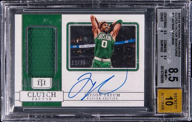 2022-23 Panini National Treasures Jayson Tatum Clutch Factor Signatures #CFS-JYT card image