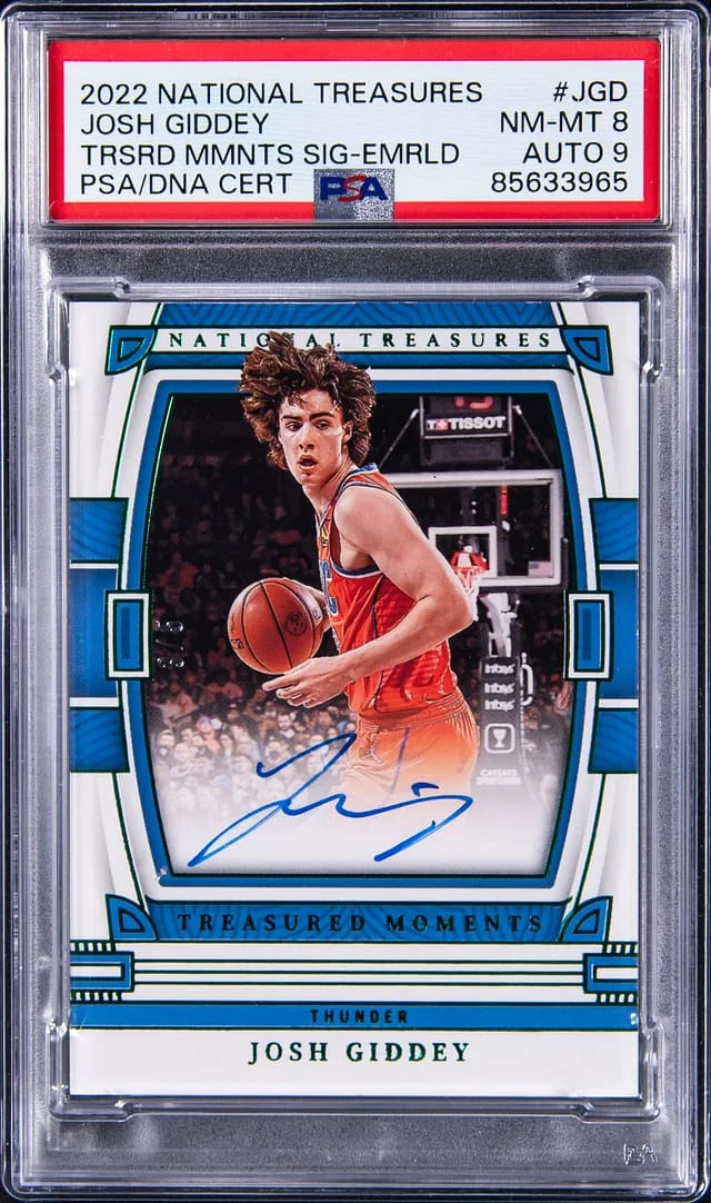 2022-23 Panini National Treasures Josh Giddey Treasured Moments Signature Emerald #TM-JGD card image