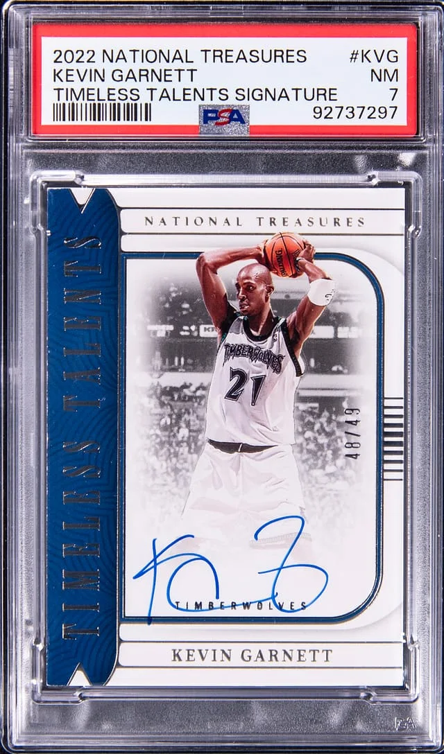2022-23 Panini National Treasures Kevin Garnett Timeless Talent Signature #TTS-KVG card image