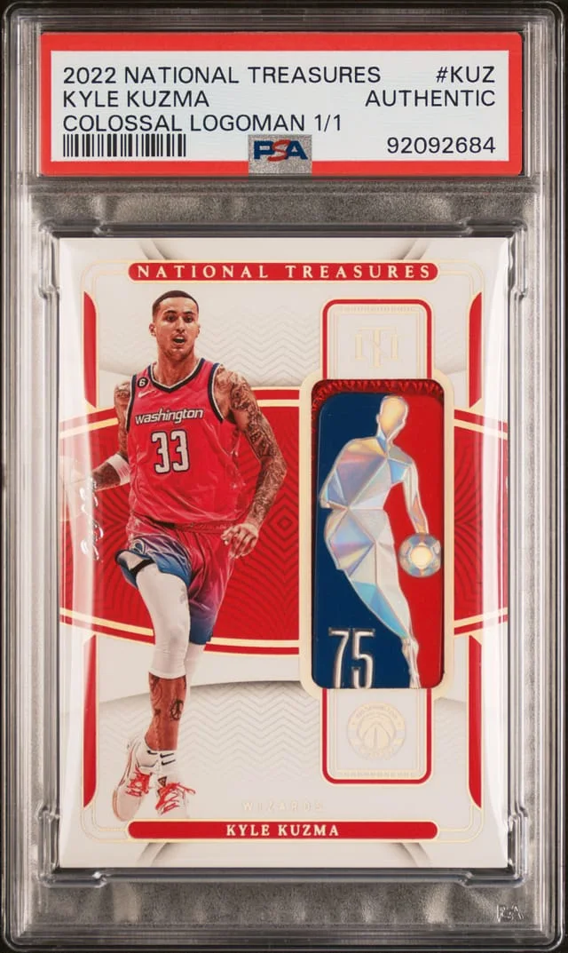 2022-23 Panini National Treasures Kyle Kuzma Colossal Logoman #CL-KUZ card image